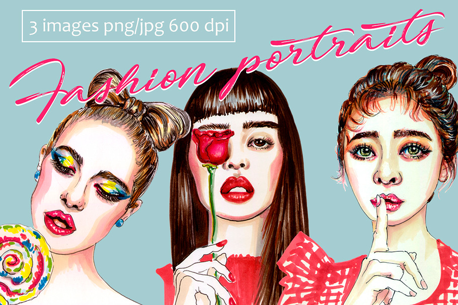 Fashional portraits of girls in Illustrations - product preview 8