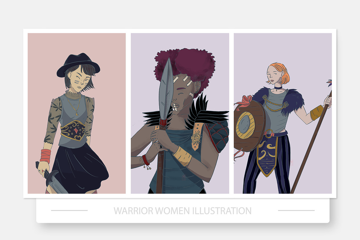 Warrior Women Illustration set in Illustrations - product preview 8