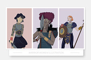 Warrior Women Illustration set
