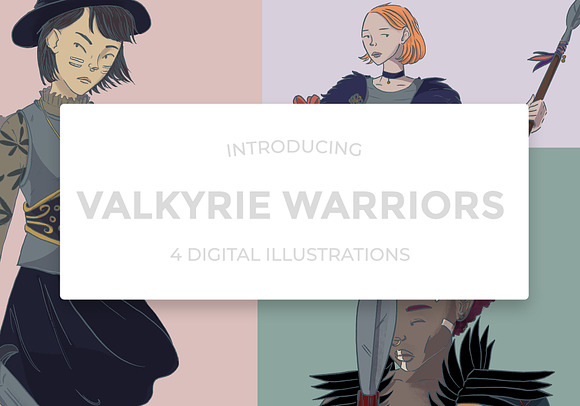 Warrior Women Illustration set in Illustrations - product preview 1