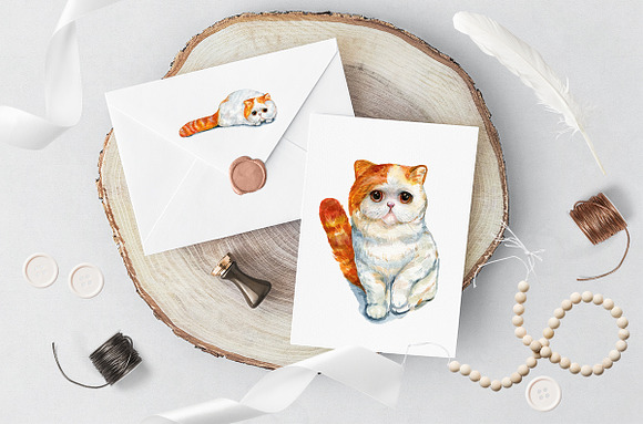 Cats . Watercolor illustrations in Objects - product preview 1