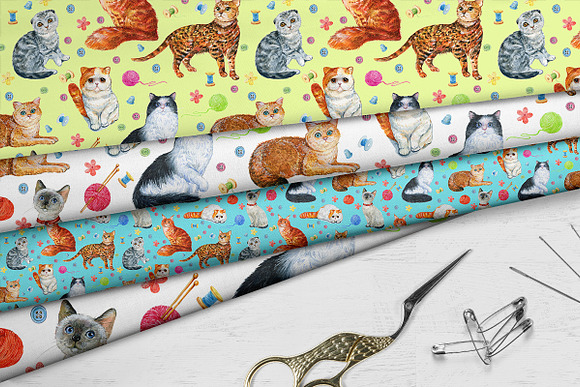 Cats . Watercolor illustrations in Objects - product preview 7