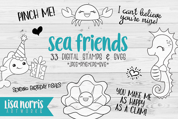 Sea Friends Digital Stamps and SVGs