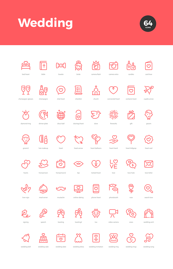 Wedding & Love Line Icons in Love Icons - product preview 5