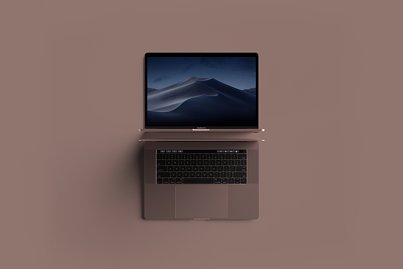 Modern Top View MacBook Pro Mockup in Mobile & Web Mockups - product preview 7