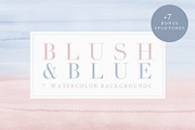 Watercolor Backgrounds - Blush/Blue