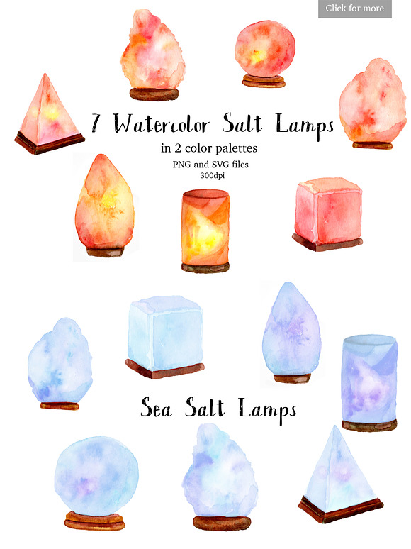 Watercolor Salt Lamp Collection in Illustrations - product preview 5