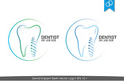 Dentist Implant Teeth Vector Logo