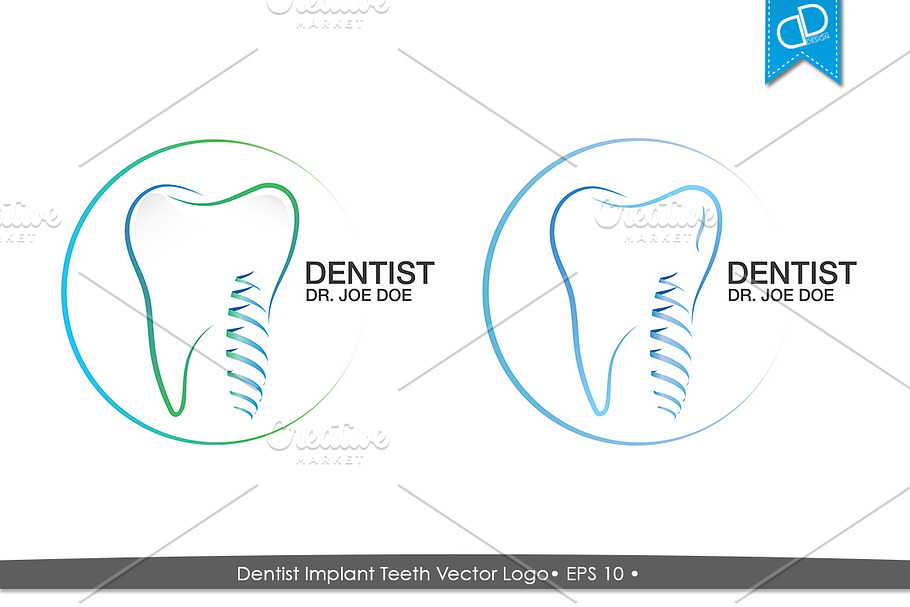 Dentist Implant Teeth Vector Logo in Graphics - product preview 8