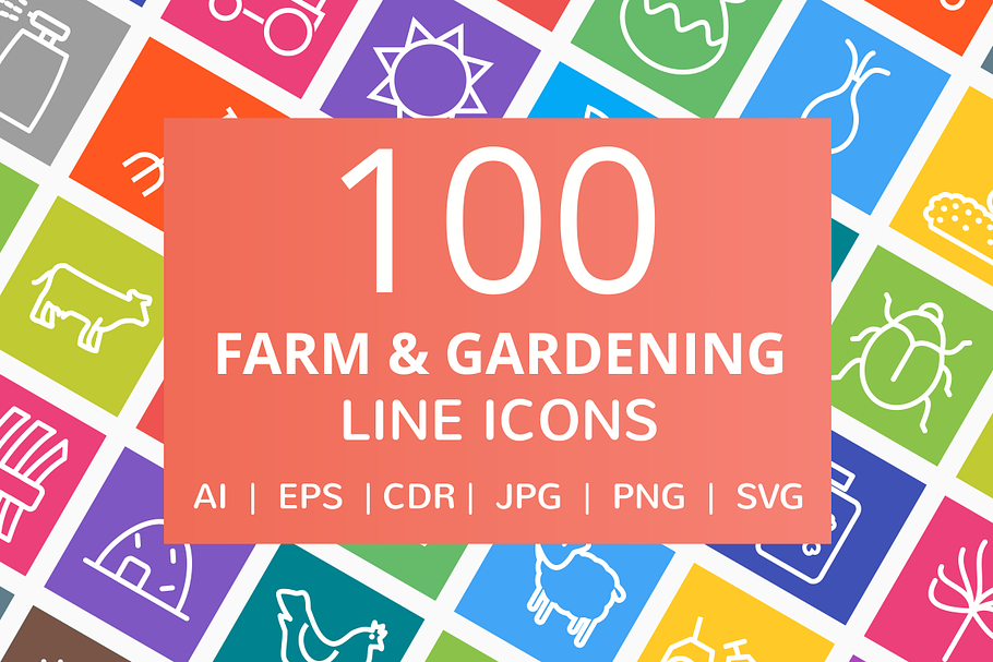 100 Farm & Gardening Line Icons in Graphics - product preview 8
