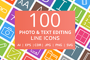 100 Photo & Text Editing Line Icons