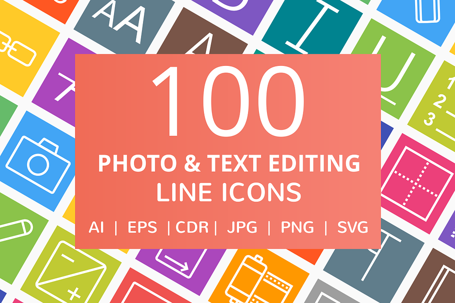 100 Photo & Text Editing Line Icons in Icons - product preview 8
