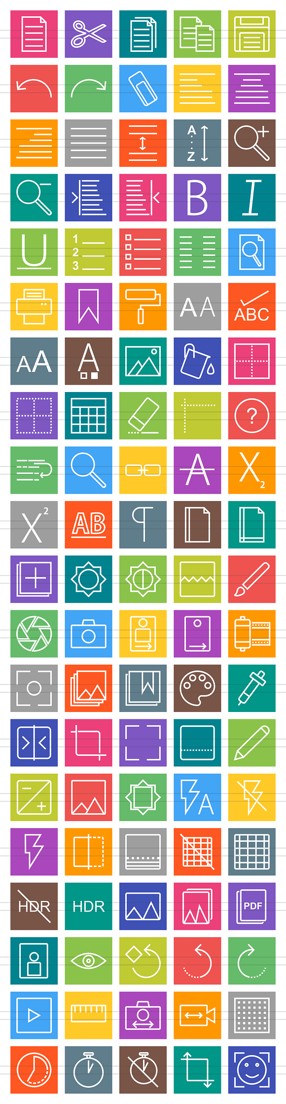 100 Photo & Text Editing Line Icons in Icons - product preview 1