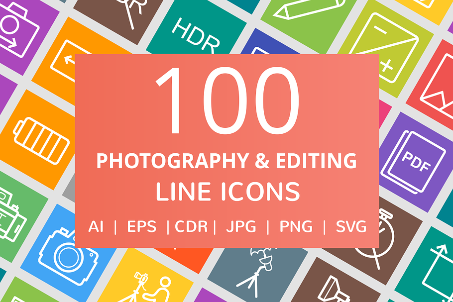 100 Photography & Picture Line Icons in Graphics - product preview 8