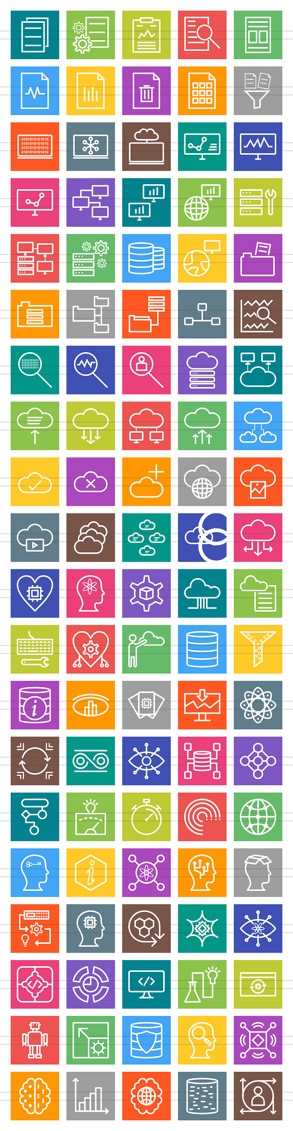 100 Data Line Multicolor B/G Icons in Graphics - product preview 1