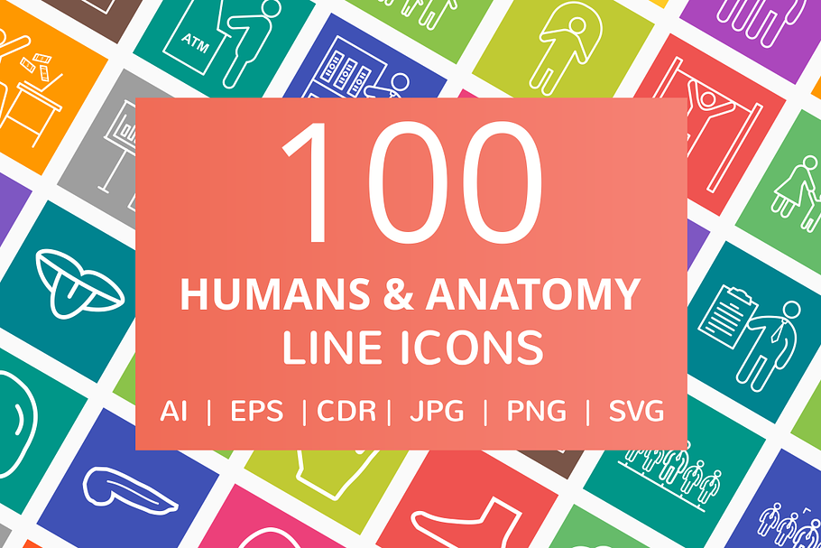 100 Humans & Anatomy Line Icons in Graphics - product preview 8