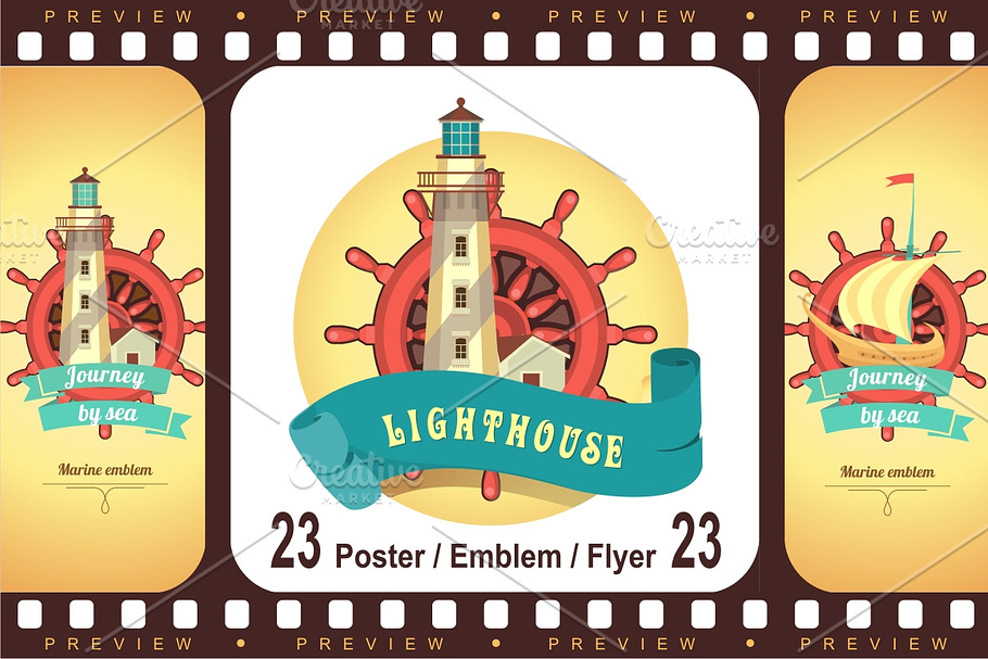 Sea theme Lighthouses in Illustrations - product preview 8