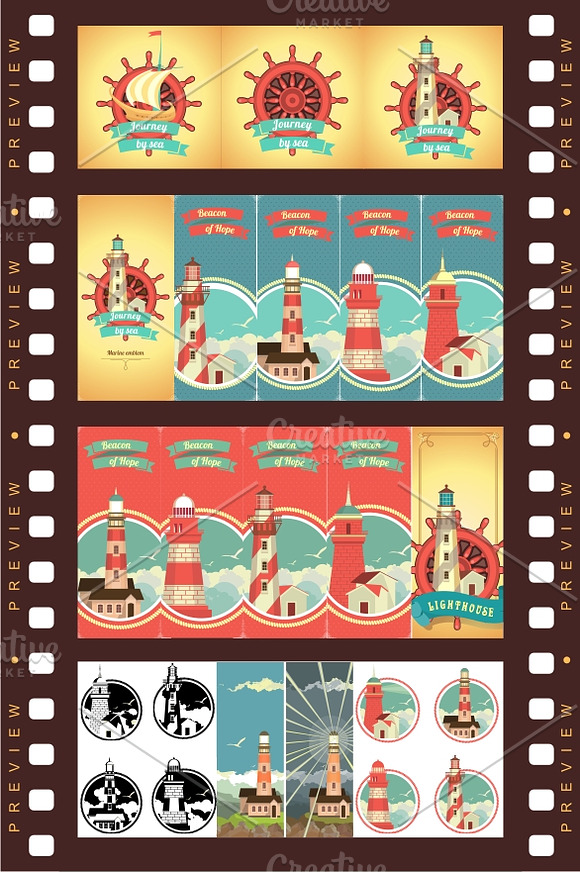 Sea theme Lighthouses in Illustrations - product preview 1