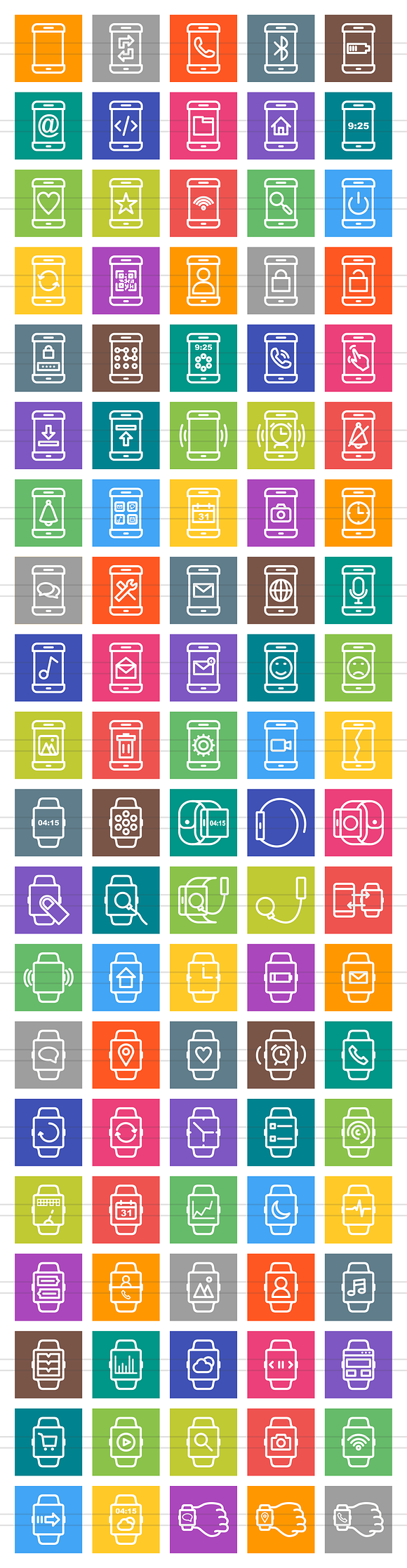 100 Smartphone & Watch Line Icons in Graphics - product preview 5