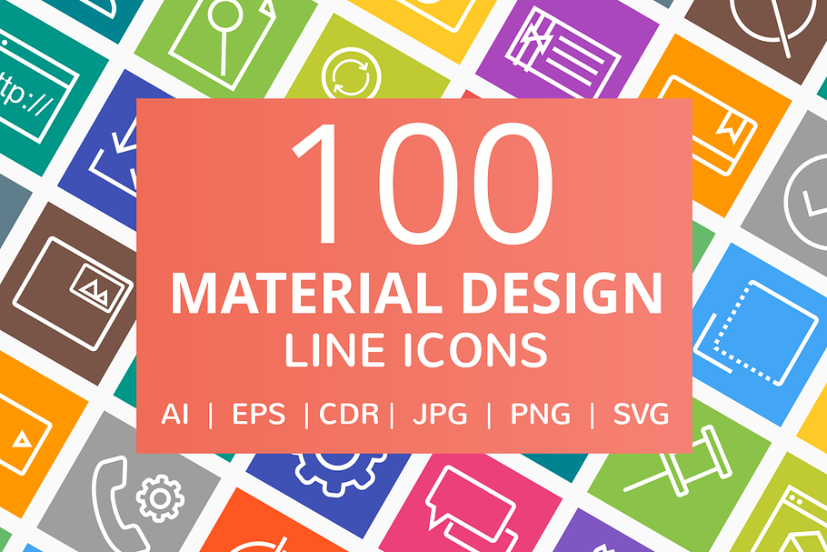 100 Material Design Line Icons in Graphics - product preview 8
