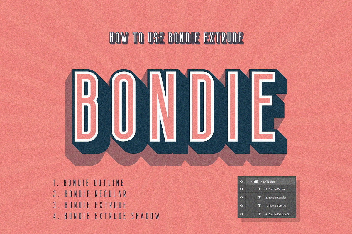 Bondie Extrude Font Family in Sans-Serif Fonts - product preview 8