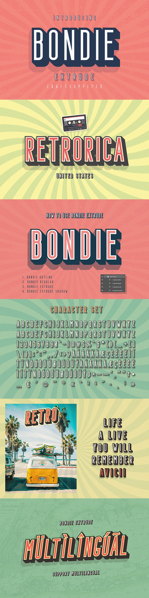 Bondie Extrude Font Family in Sans-Serif Fonts - product preview 6