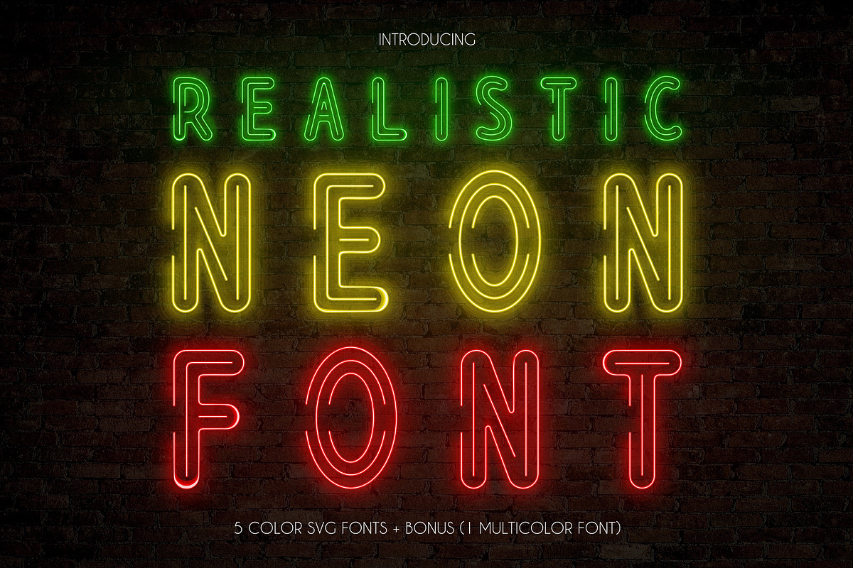 Realistic Neon SVG Font Pack in Display Fonts - product preview 8