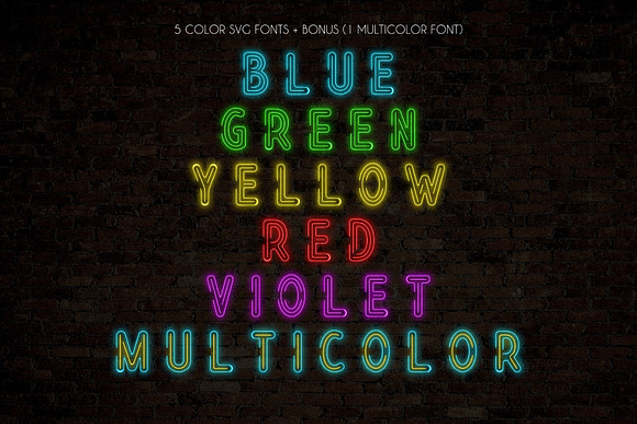 Realistic Neon SVG Font Pack in Display Fonts - product preview 3