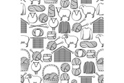Seamless pattern with wool items