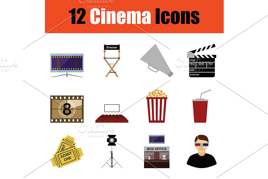 Cinema icon set in Graphics - product preview 8