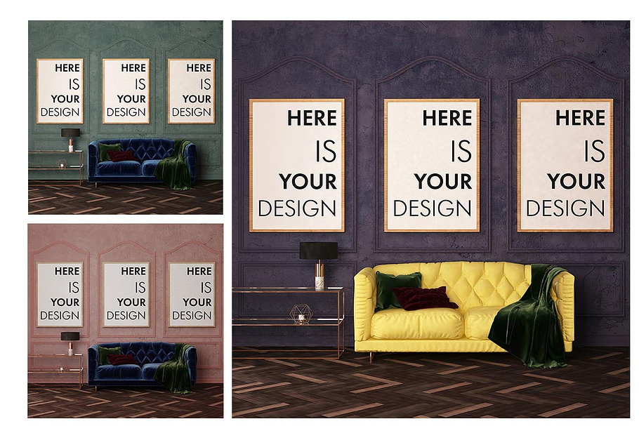 Mock up poster in classic interior in Print Mockups - product preview 8