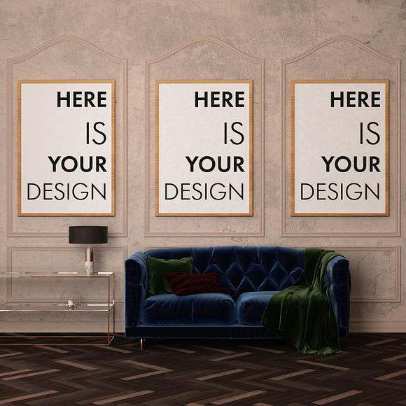 Mock up poster in classic interior in Print Mockups - product preview 4