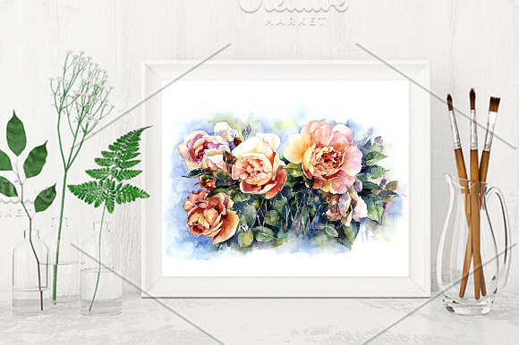 Watercolor orange roses illustration in Illustrations - product preview 1