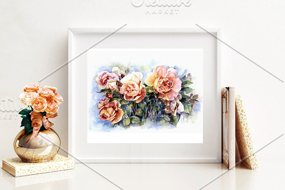 Watercolor orange roses illustration in Illustrations - product preview 2