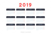 French calendar for 2019 years