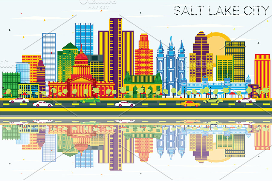 Salt Lake City Utah Skyline in Illustrations - product preview 8