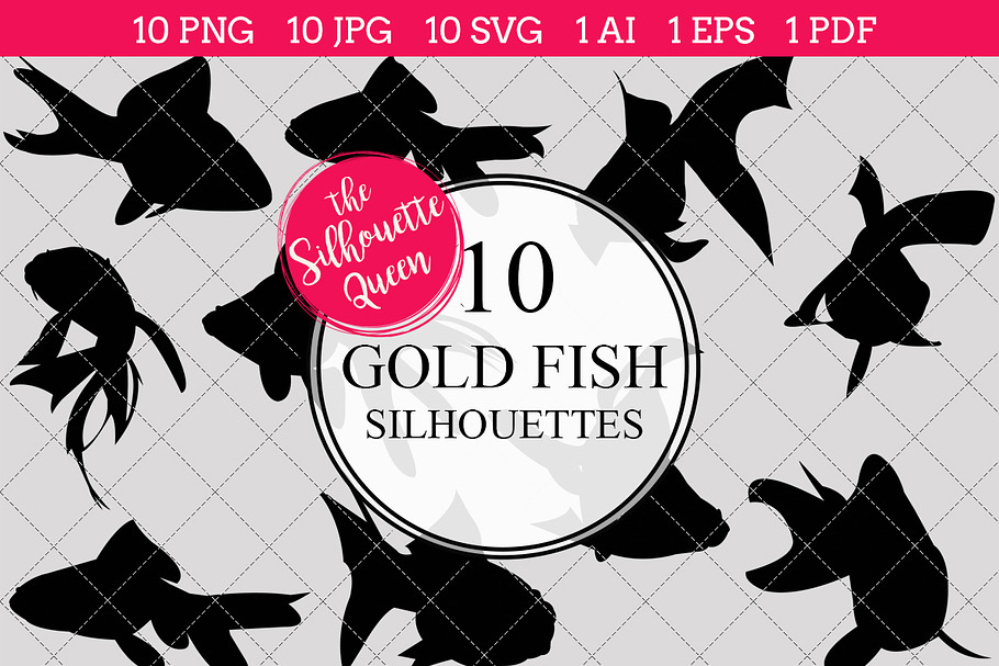 Gold Fish Silhouette Clipart Vector