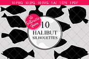 Halibut Fish Silhouette Clipart 