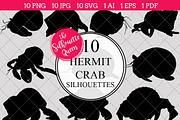Hermit Crab Silhouettes Clipart 