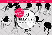 Jellyfish Silhouette Clipart Vector