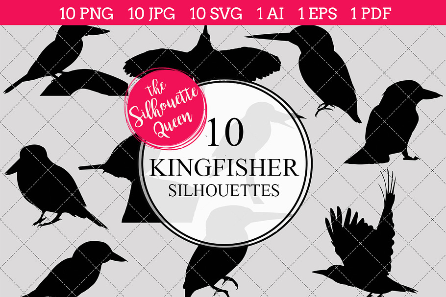 Kingfisher Silhouette Clipart Vector