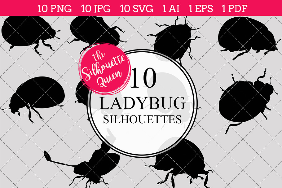 Ladybug Silhouette Clipart Vector in Objects - product preview 8