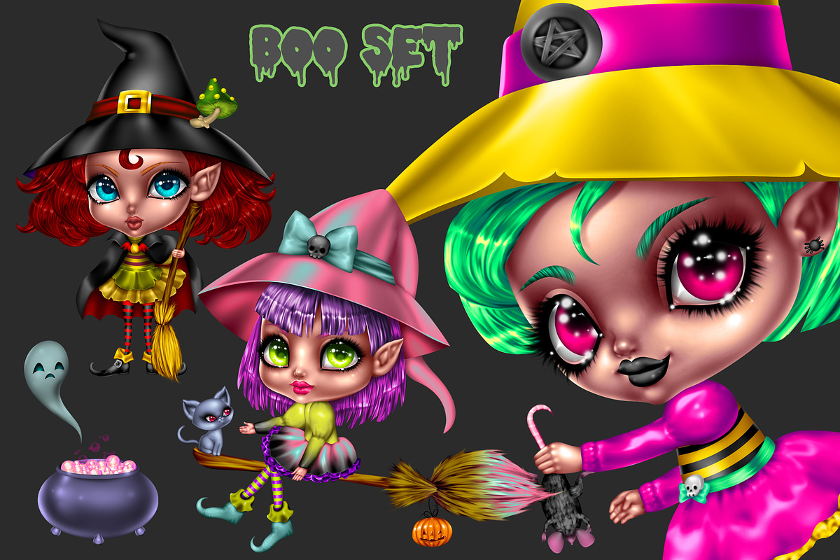 Boo Set for Halloween in Illustrations - product preview 8