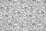 Black and white line floral pattern