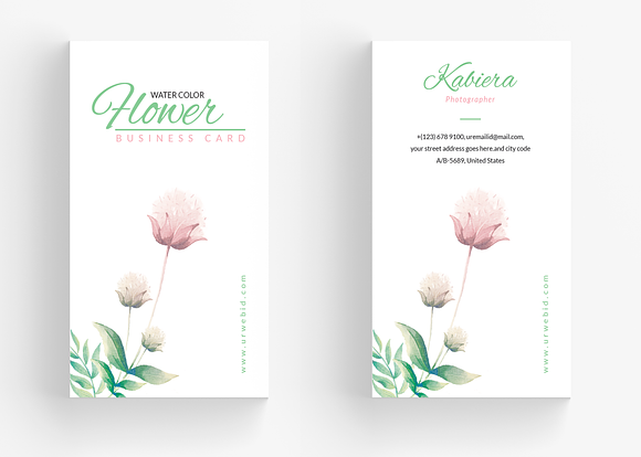 Clean Floral Business Card in Business Card Templates - product preview 2