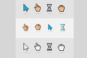 Pixel colorful cursors icons