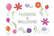 Flowers & Balloons Vector Pack