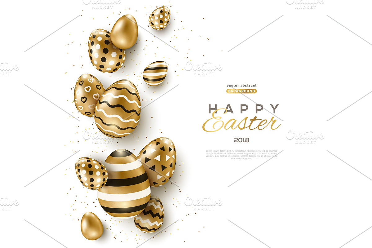 Easter vertical border gold eggs in Illustrations - product preview 8