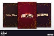 Autumn banners with doodle leaves