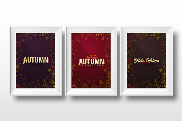 Autumn banners with doodle leaves in Illustrations - product preview 1